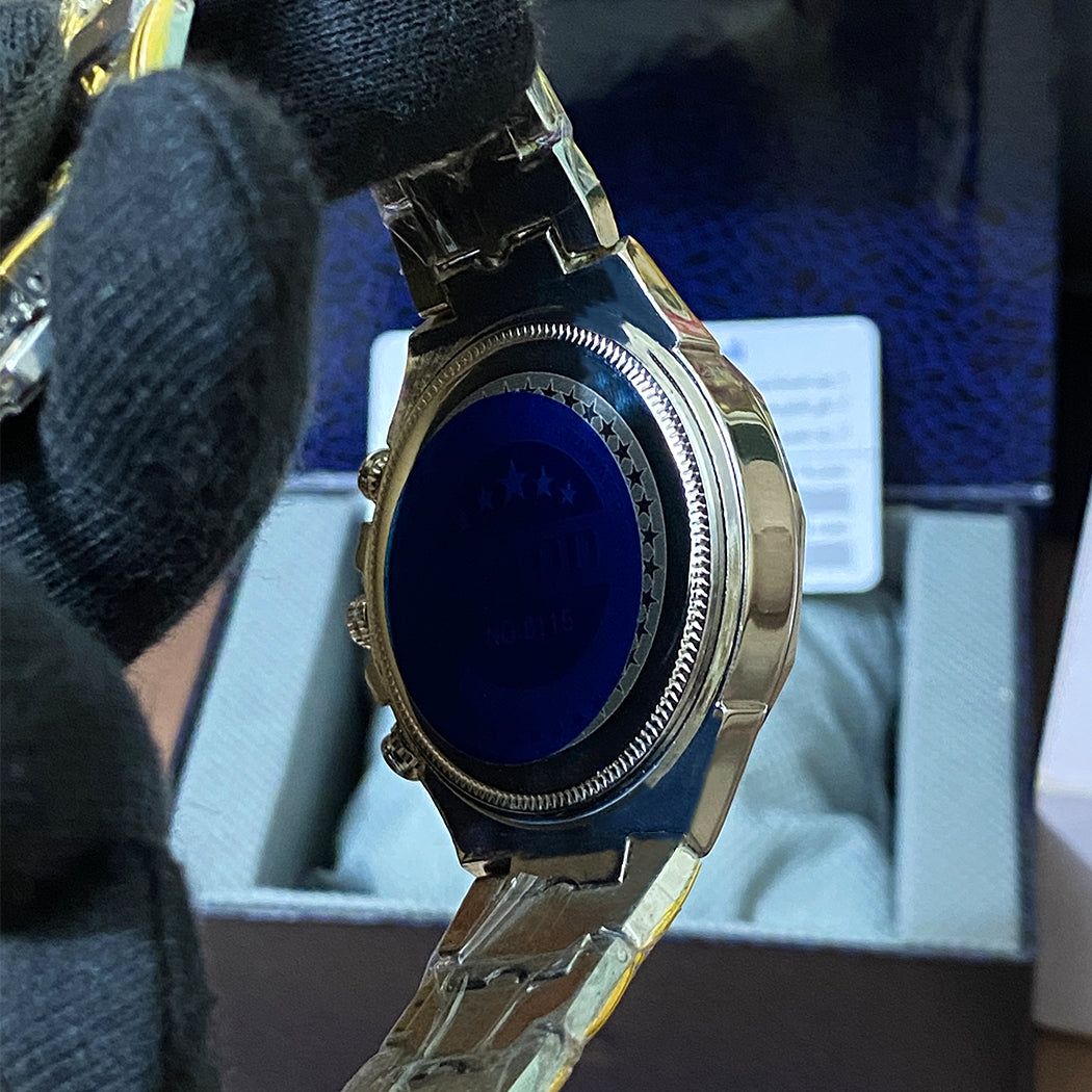 Imported Stone Cut Watch - Dual Tone