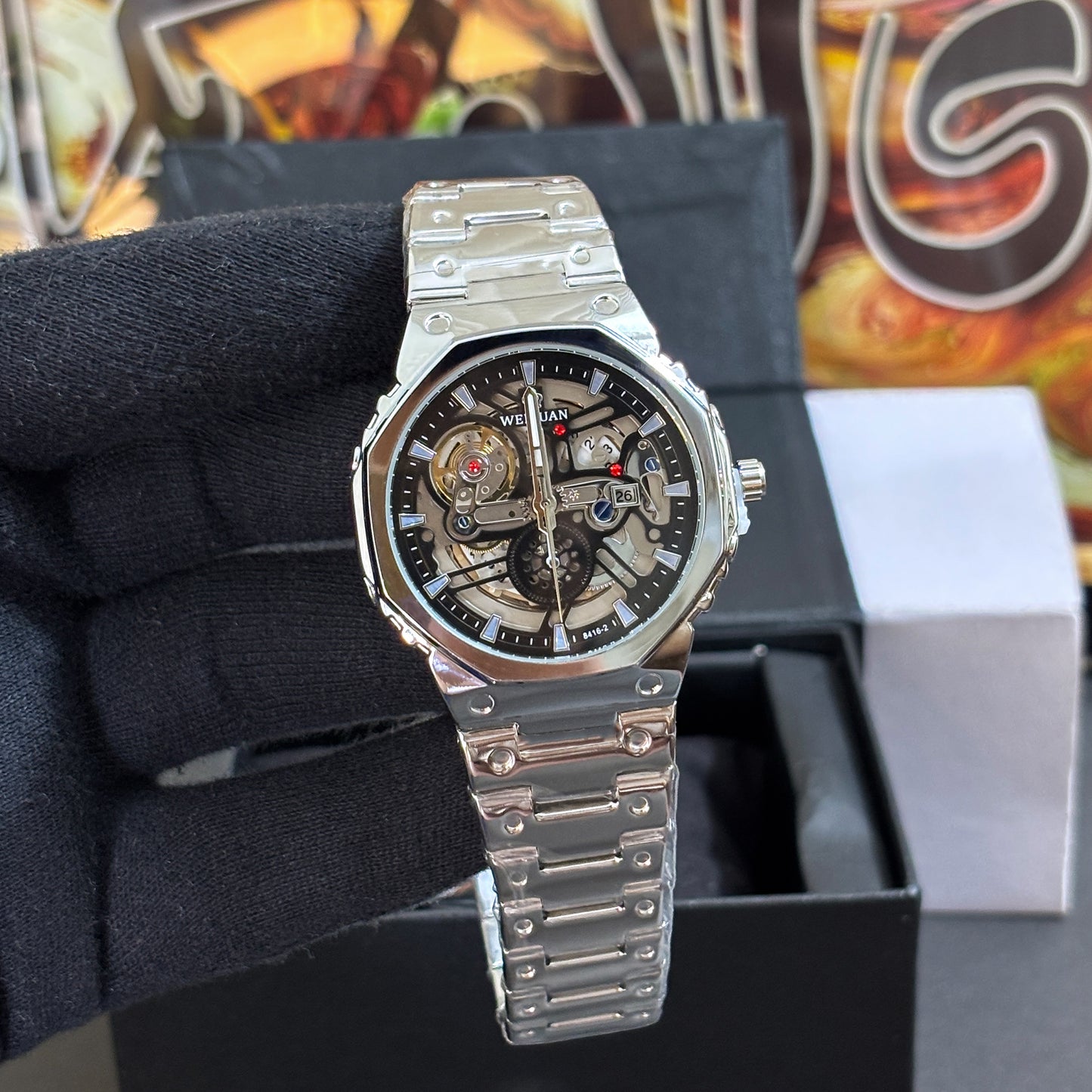 Premium Auto-Skeleton Watch - Black Dial - VA001