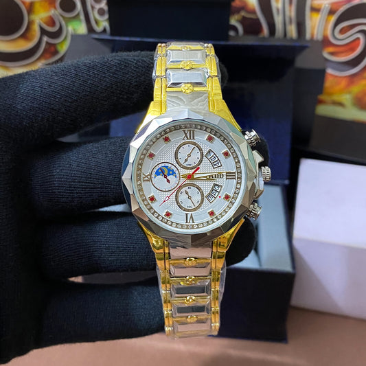 Imported Stone Cut Watch - Dual Tone