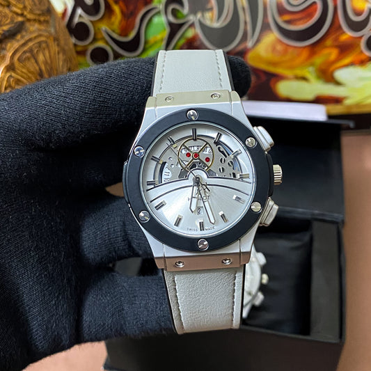 Premium Half Skeleton Watch - White