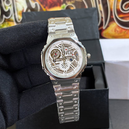 Premium Auto-Skeleton Watch - White Dial - VA002